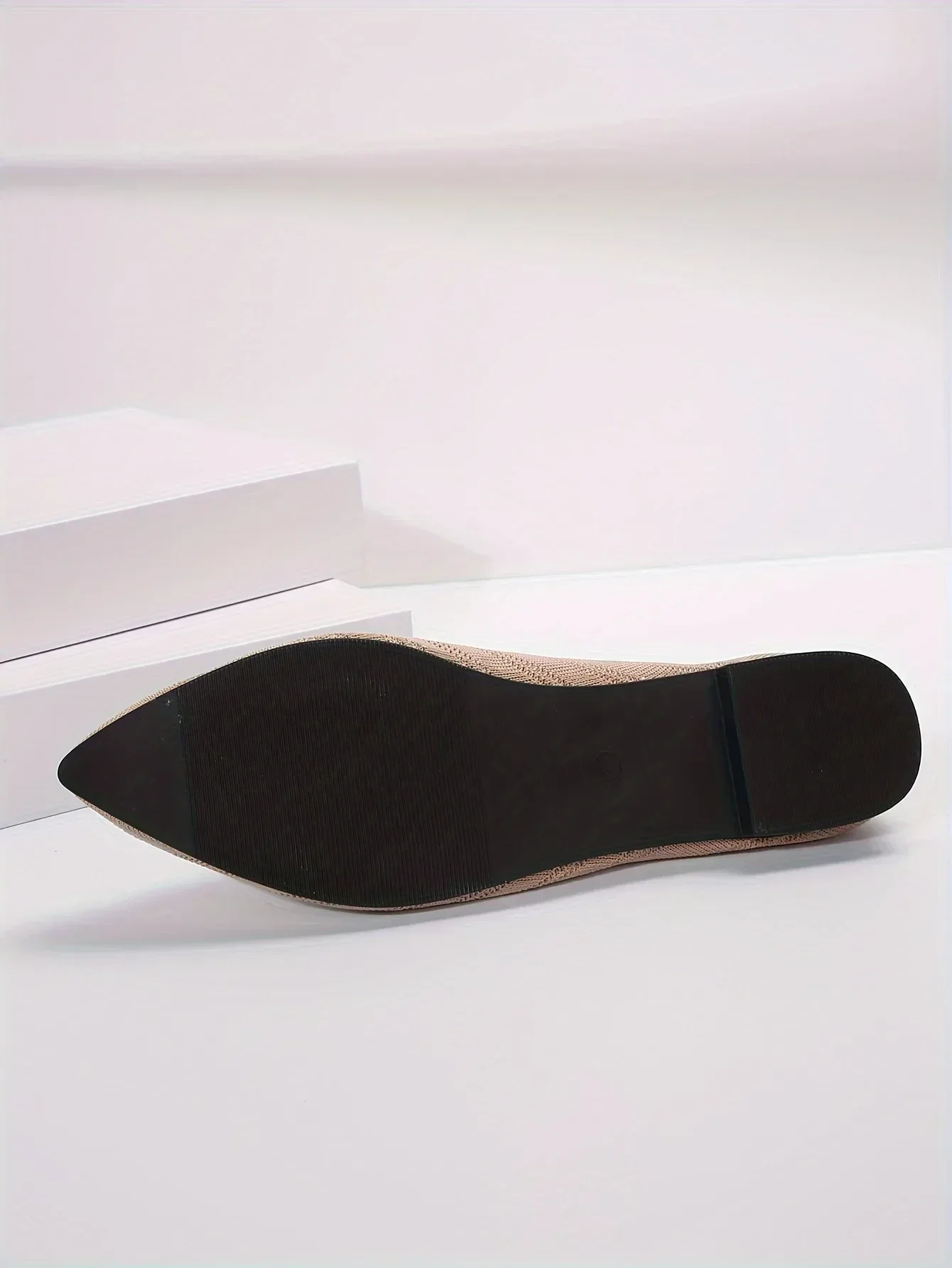 Solid Knitted Pointed-Toe Flats — Image 13