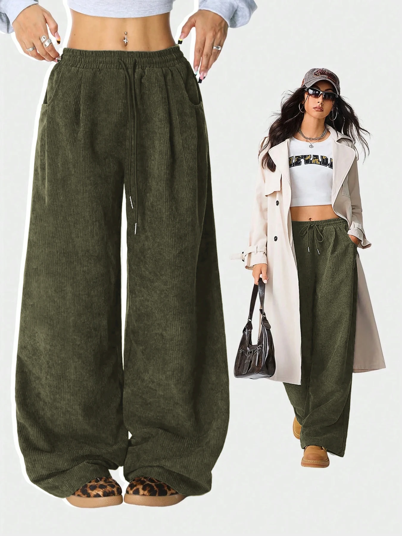 Retro Cargo Pants with Drawstring — Image 19