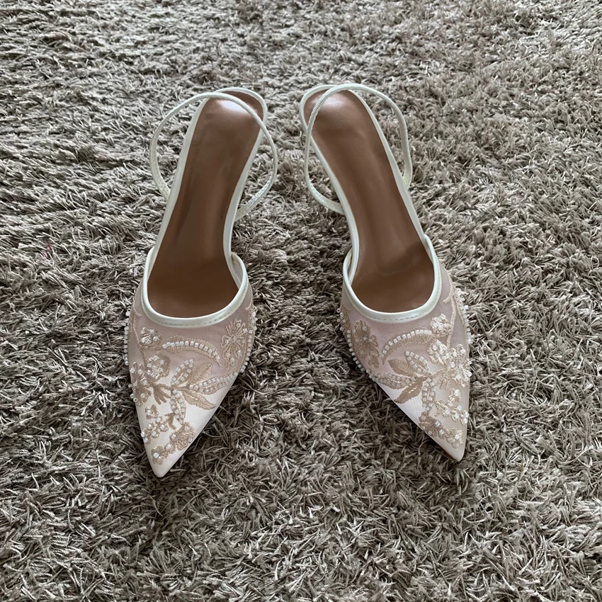 حذاء كعب عالي مطرّز صيفي — صورة 5