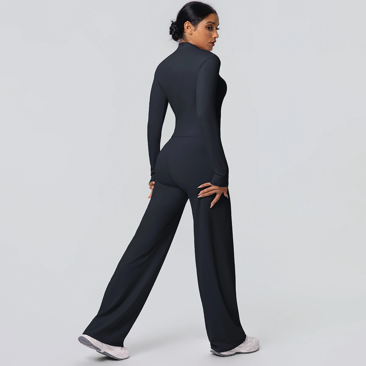 طقم قطعتين واسع الساق طويل متنفّس بسحّاب — صورة 20