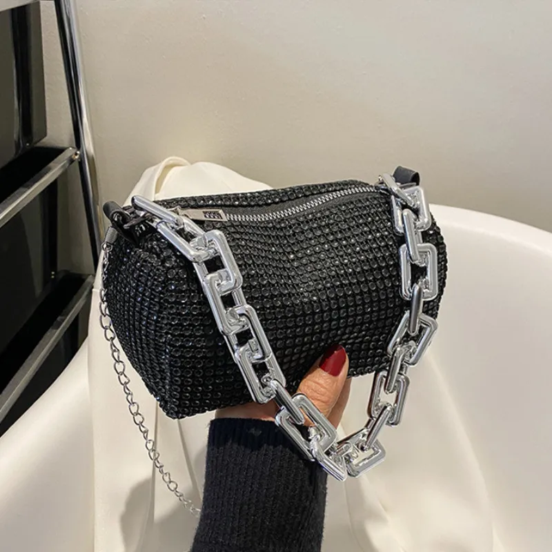 Rhinestone Purse with Chain — Image 9