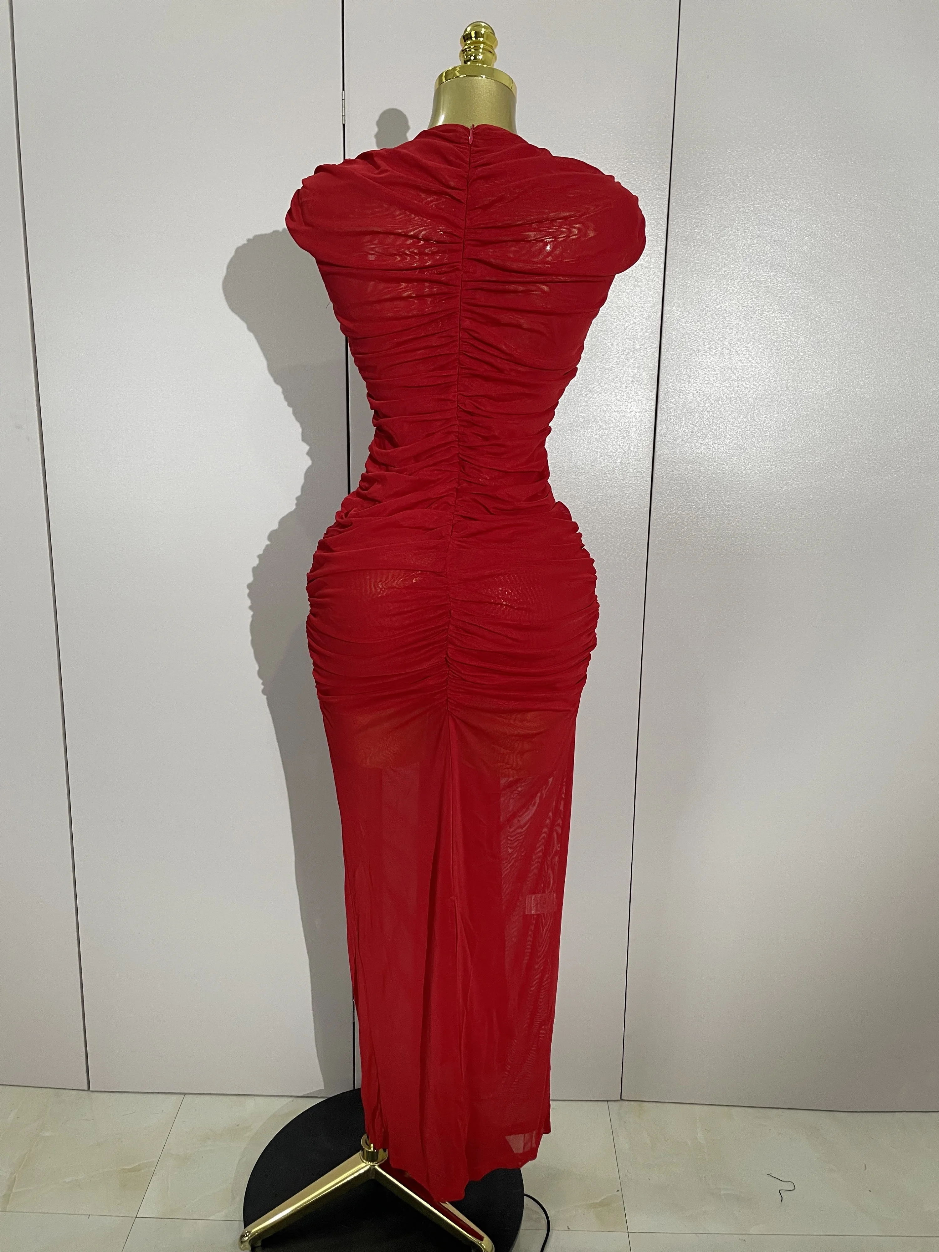 Bodycon Mesh Sleeveless Hollow-Out Long Evening Dress — Image 5