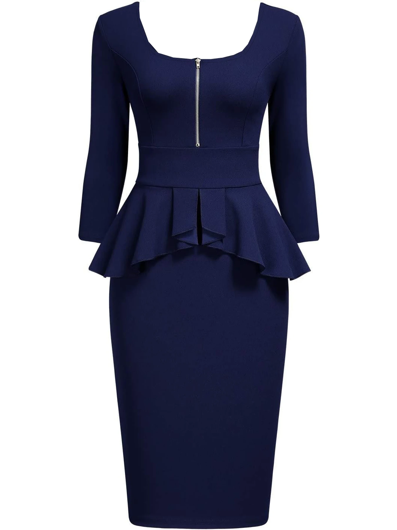 Vintage Knee-Length Formal Dress with Zipper — Image 14