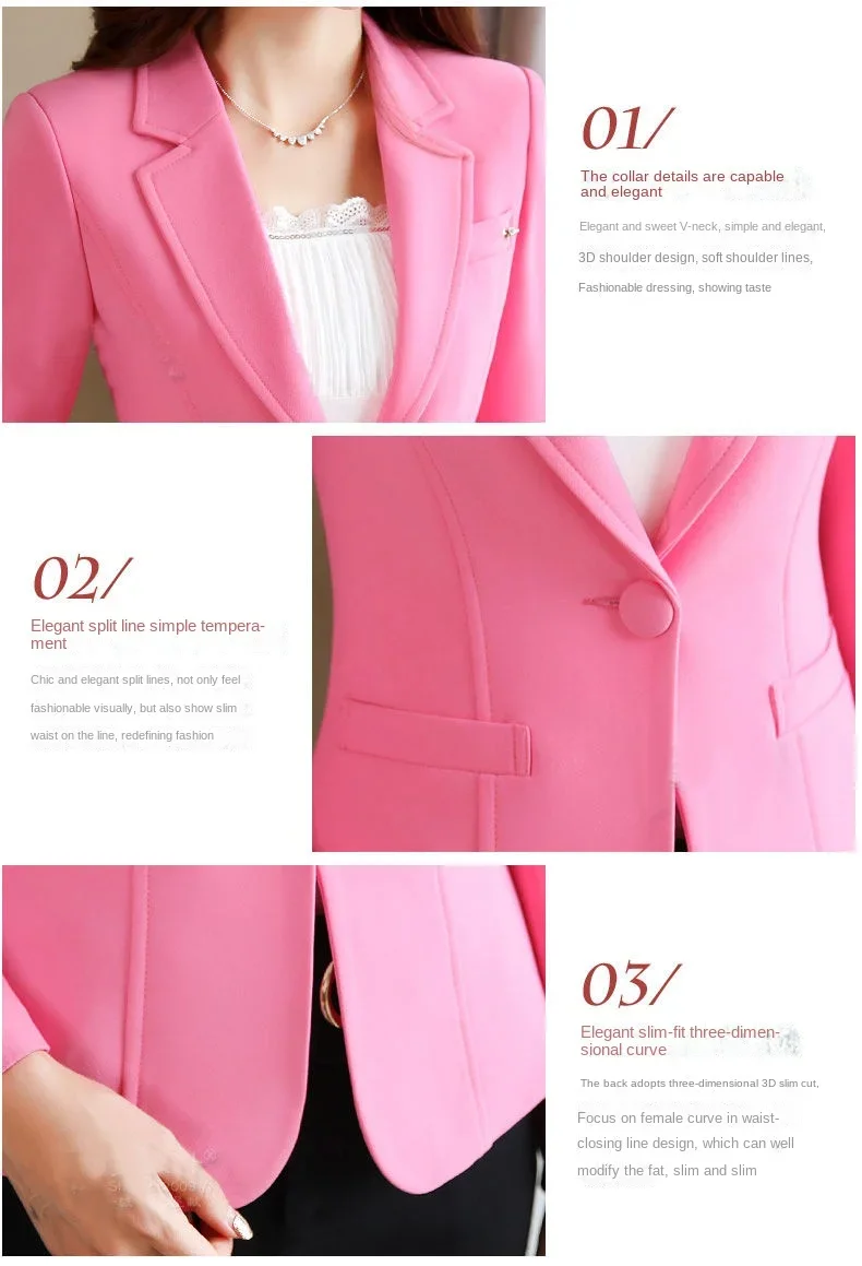 Korean-Style Slim-Fit Long Sleeve Blazer — Image 5