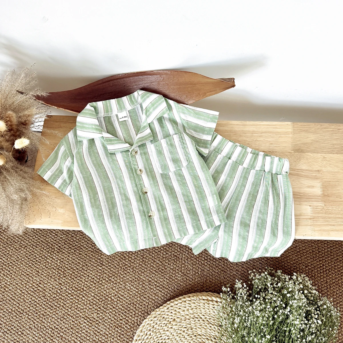 Newborn 2-Piece Striped Set with Buttons — Image 3