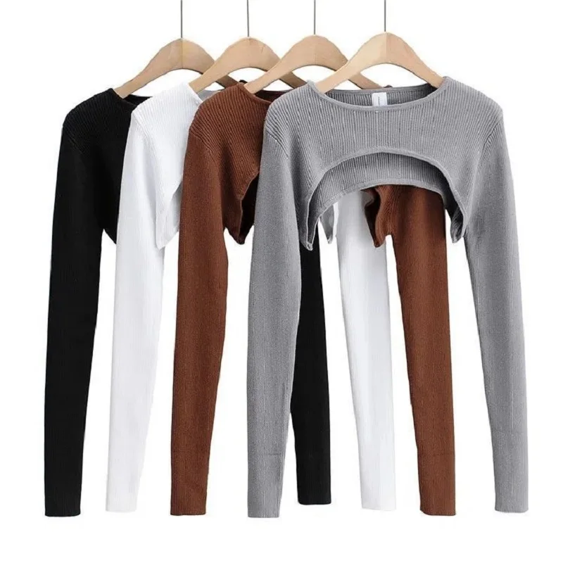 Knitted Long Sleeve Autumn Crop Top — Image 4