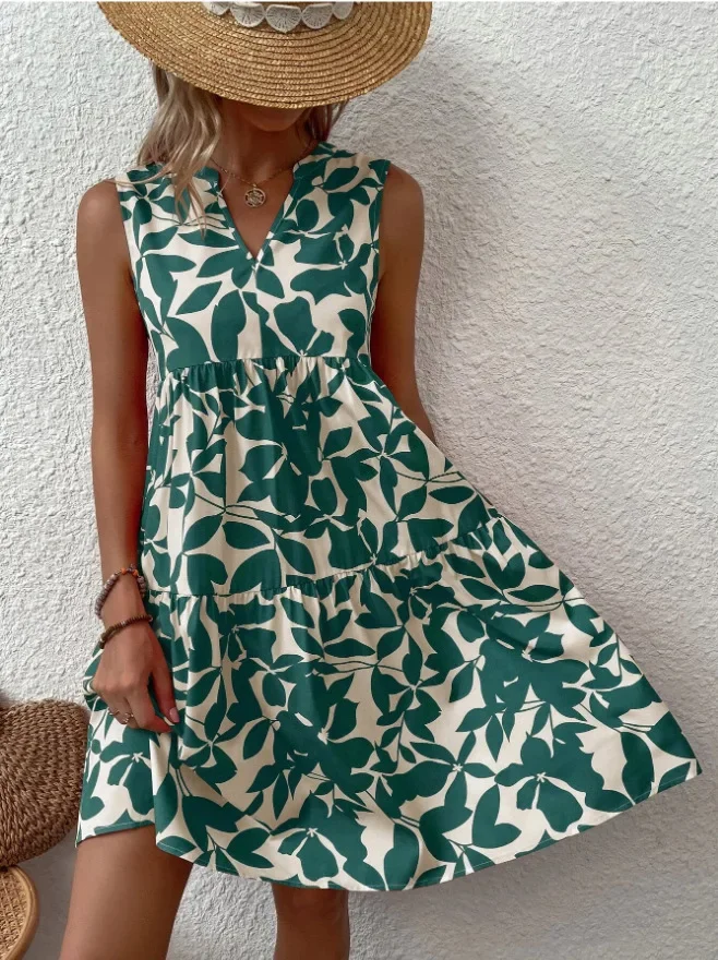 Boho Sleeveless V-Neck Summer Mini Dress — Image 26