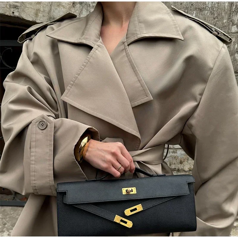 Lace-Up V-Neck Trench Coat — Image 4
