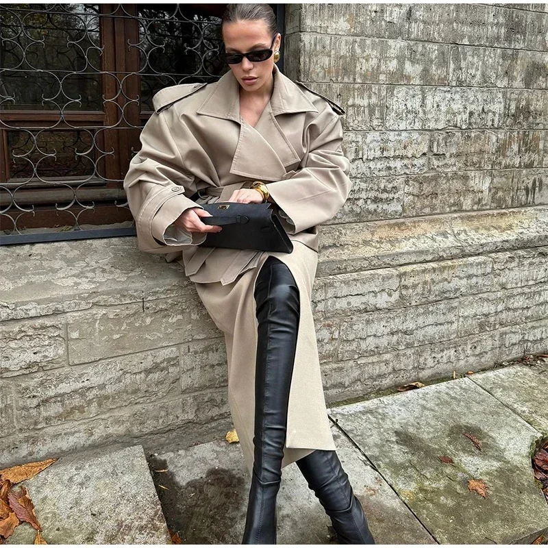 Lace-Up V-Neck Trench Coat — Image 5