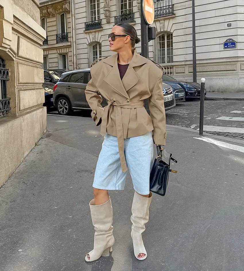 Lace-Up V-Neck Trench Coat — Image 12