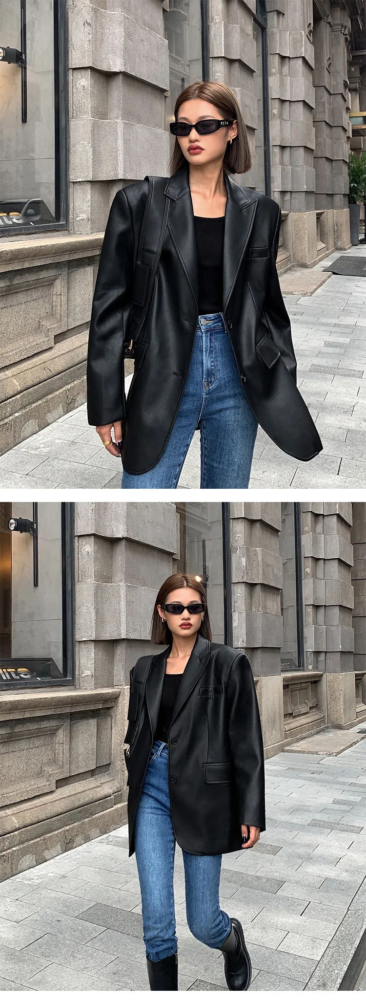 Vintage Loose Leather Blazer — Image 12