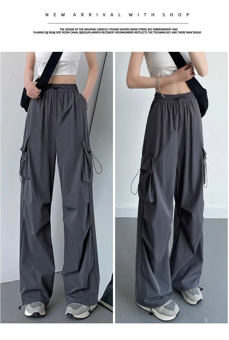 Summer Wide-Leg Cargo Pants with Pockets — Image 8