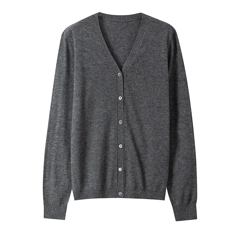 Wool V-Neck Cardigan — Image 15
