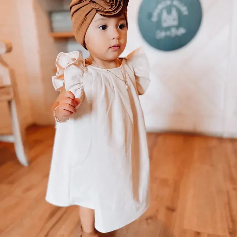 Baby Solid Sleeveless Ruffled Dress