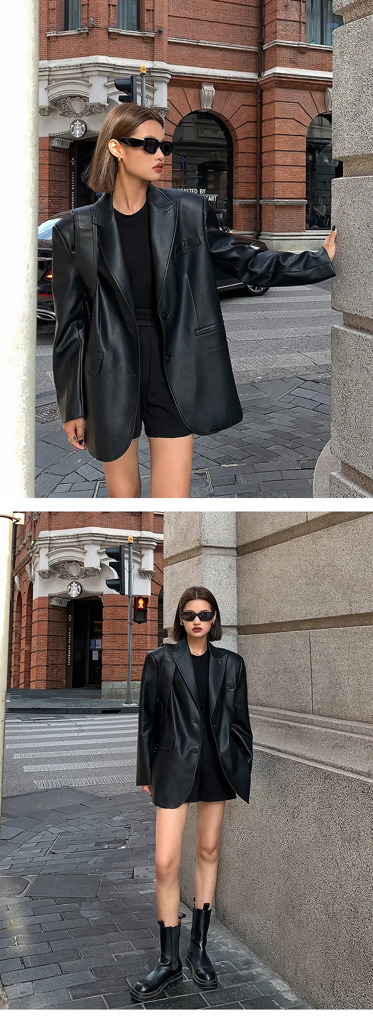 Vintage Loose Leather Blazer — Image 14