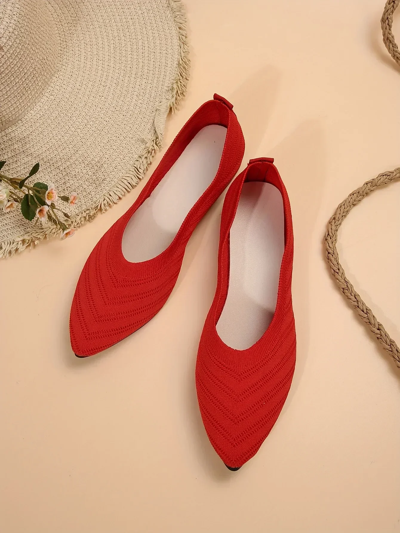 Solid Knitted Pointed-Toe Sandals — Image 31
