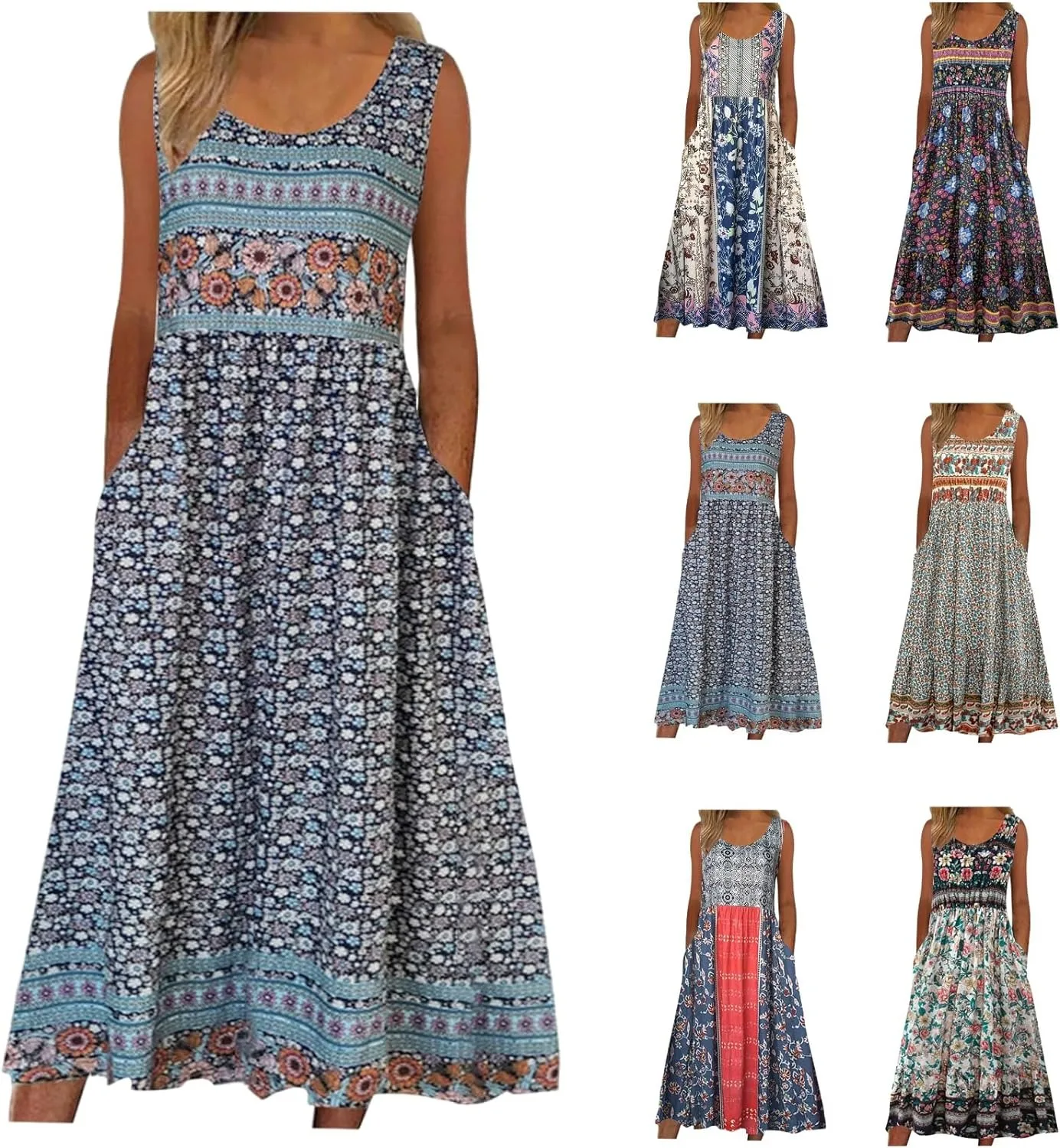 Boho Floral Sleeveless Summer Dress — Image 7