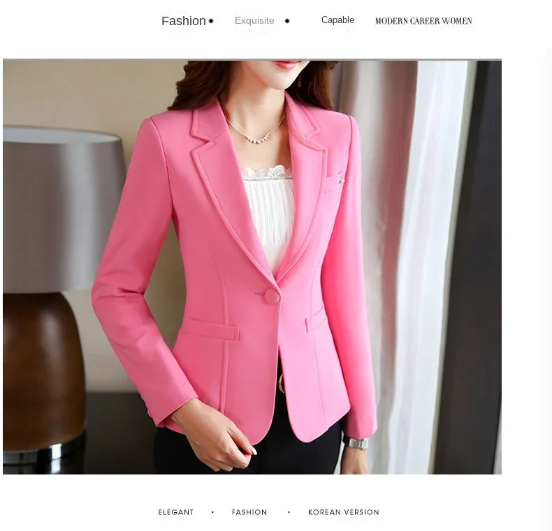 Korean-Style Slim-Fit Long Sleeve Blazer — Image 15