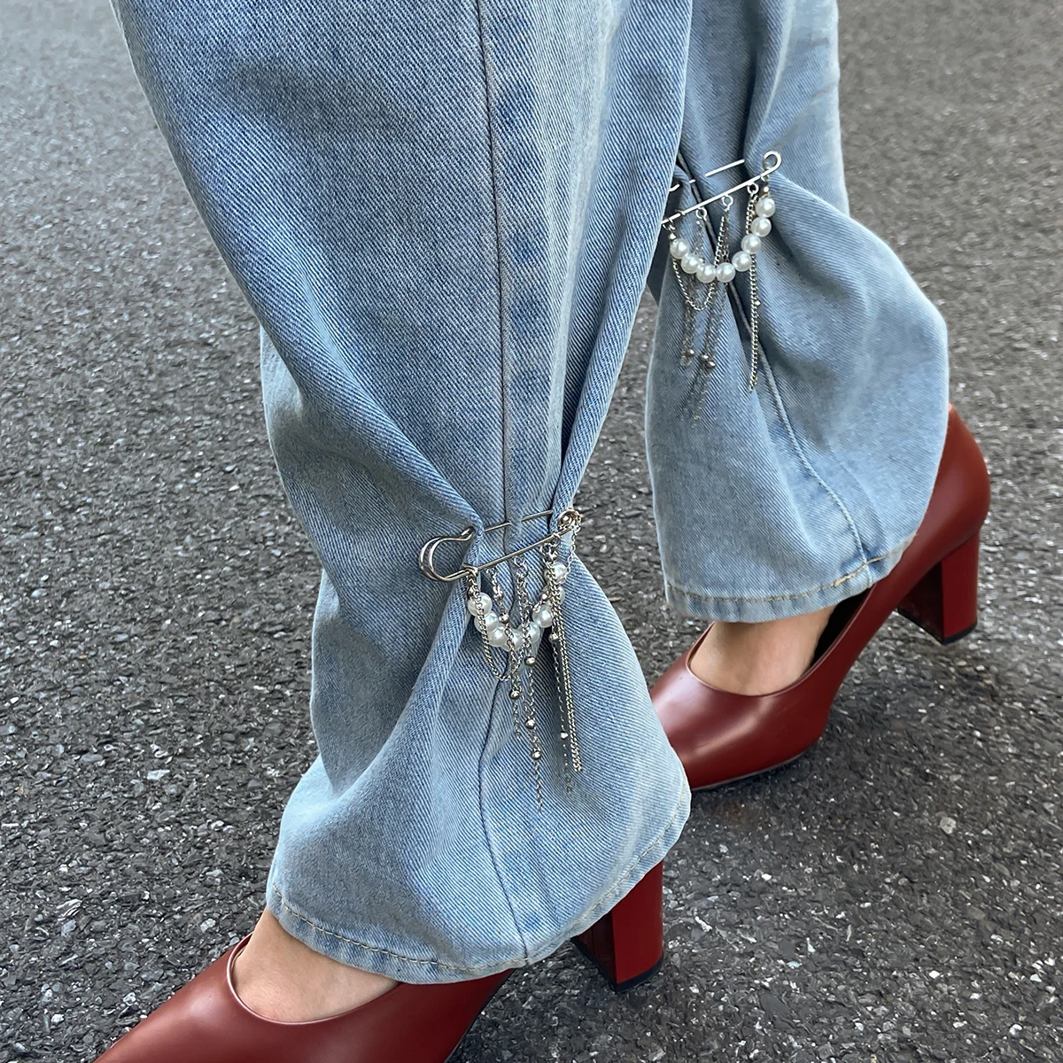 Elegant Pearl Anklet with Chain — Image 6