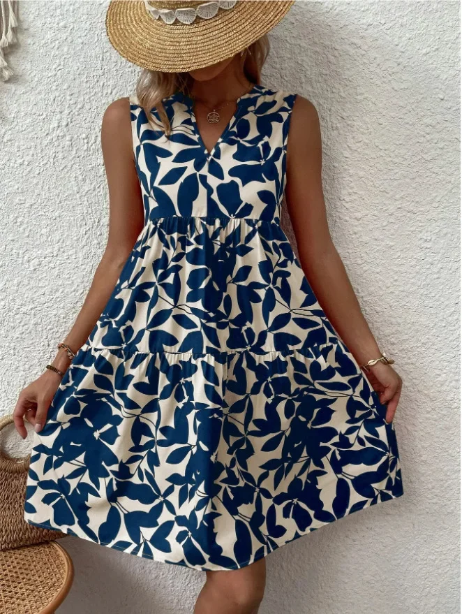 Boho Sleeveless V-Neck Summer Mini Dress — Image 8