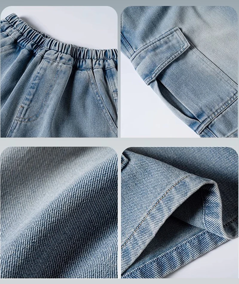Boys' Solid Denim Summer Shorts with Pocket — Image 12