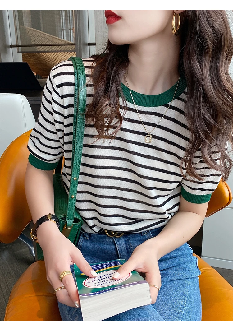 تيشيرت مخطّط تريكو صيفي — صورة 15