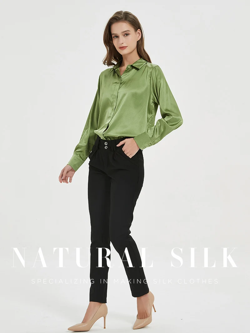 Solid Silk Long Formal Shirt — Image 4