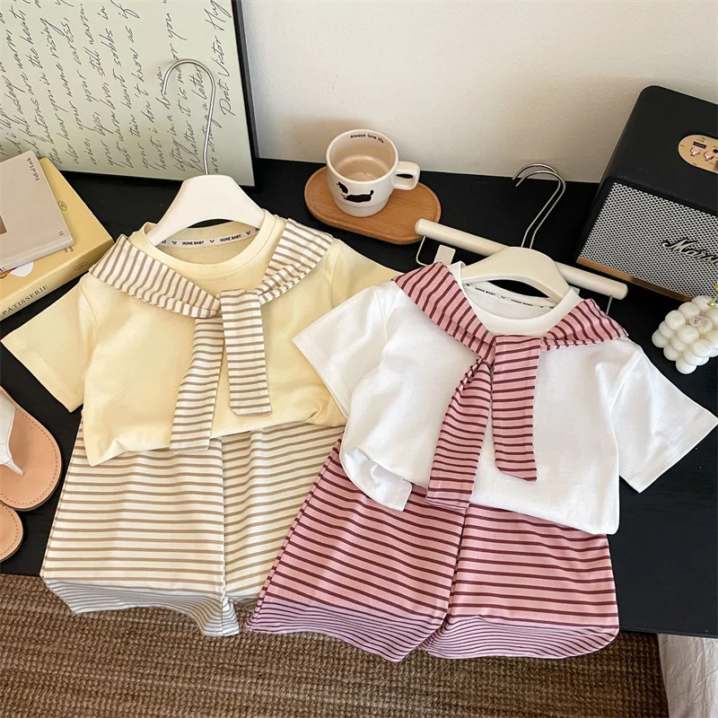 طقم قطعتين قصير كاجوال صيفي للفتيات — صورة 4
