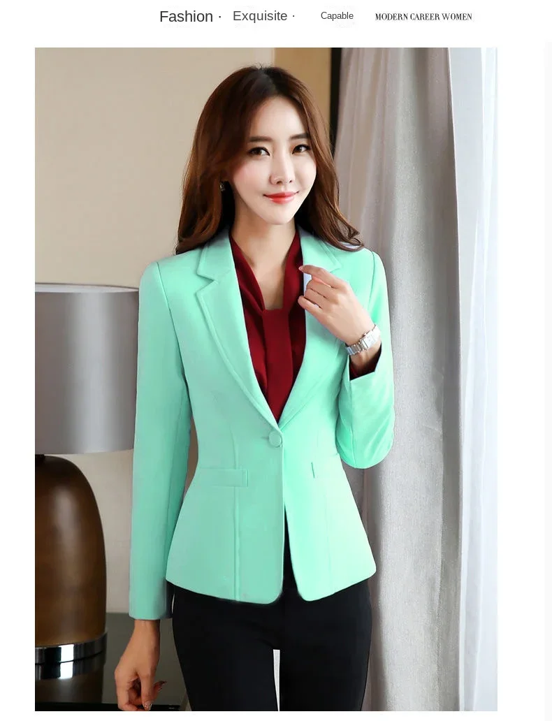 Korean-Style Slim-Fit Long Sleeve Blazer — Image 17