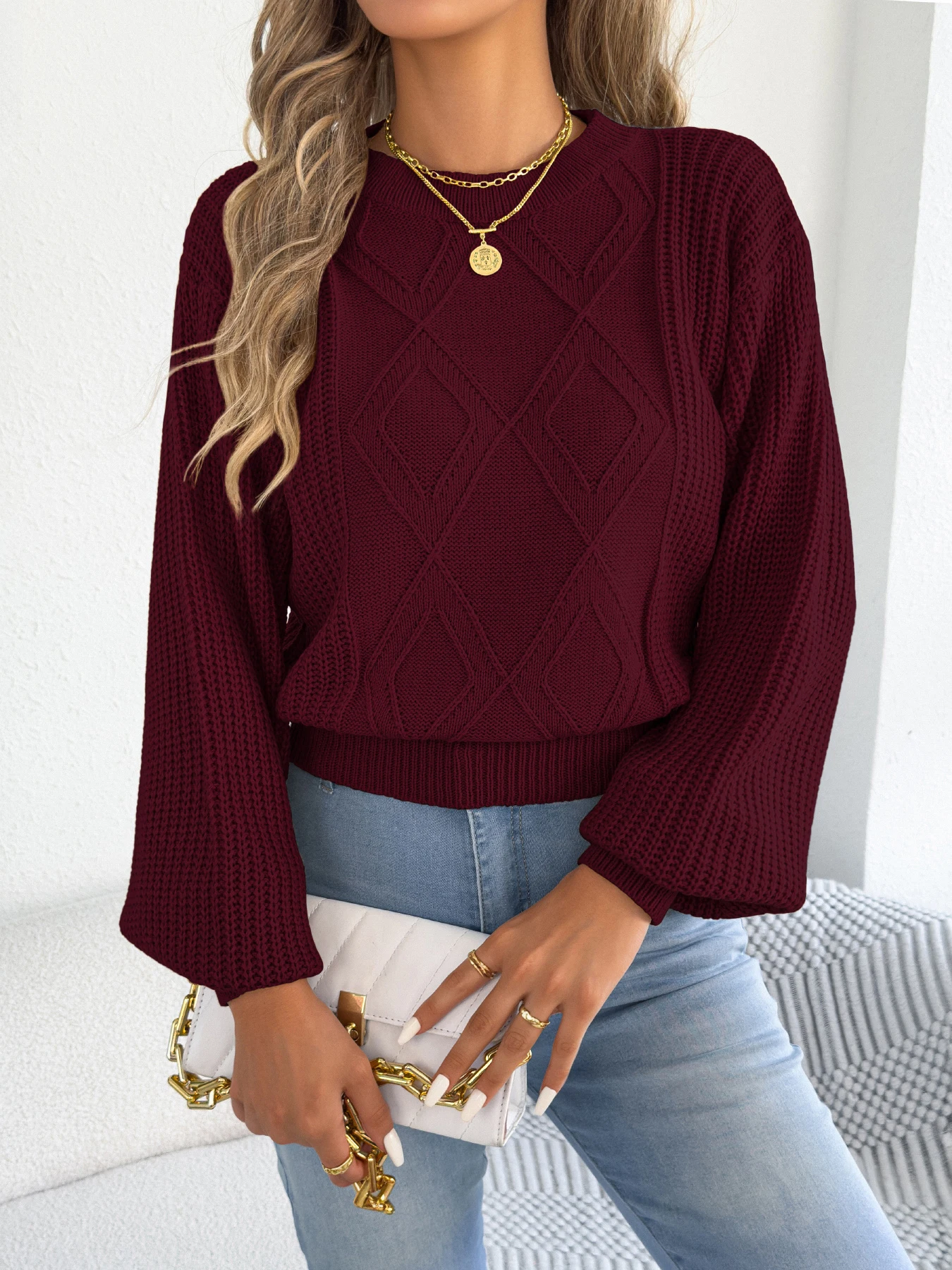 Solid Knitted Long Sleeve Round Neck Cardigan — Image 14
