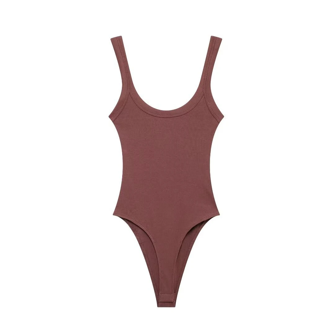 Slim-Fit Ribbed Bodysuit with Buttons — Image 10