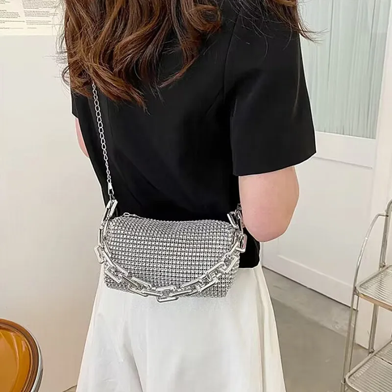Rhinestone Purse with Chain — Image 14