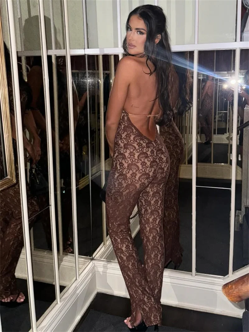 Lace Backless Halter Jumpsuit — Image 16
